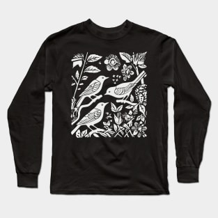 Lino Cut Birds Long Sleeve T-Shirt